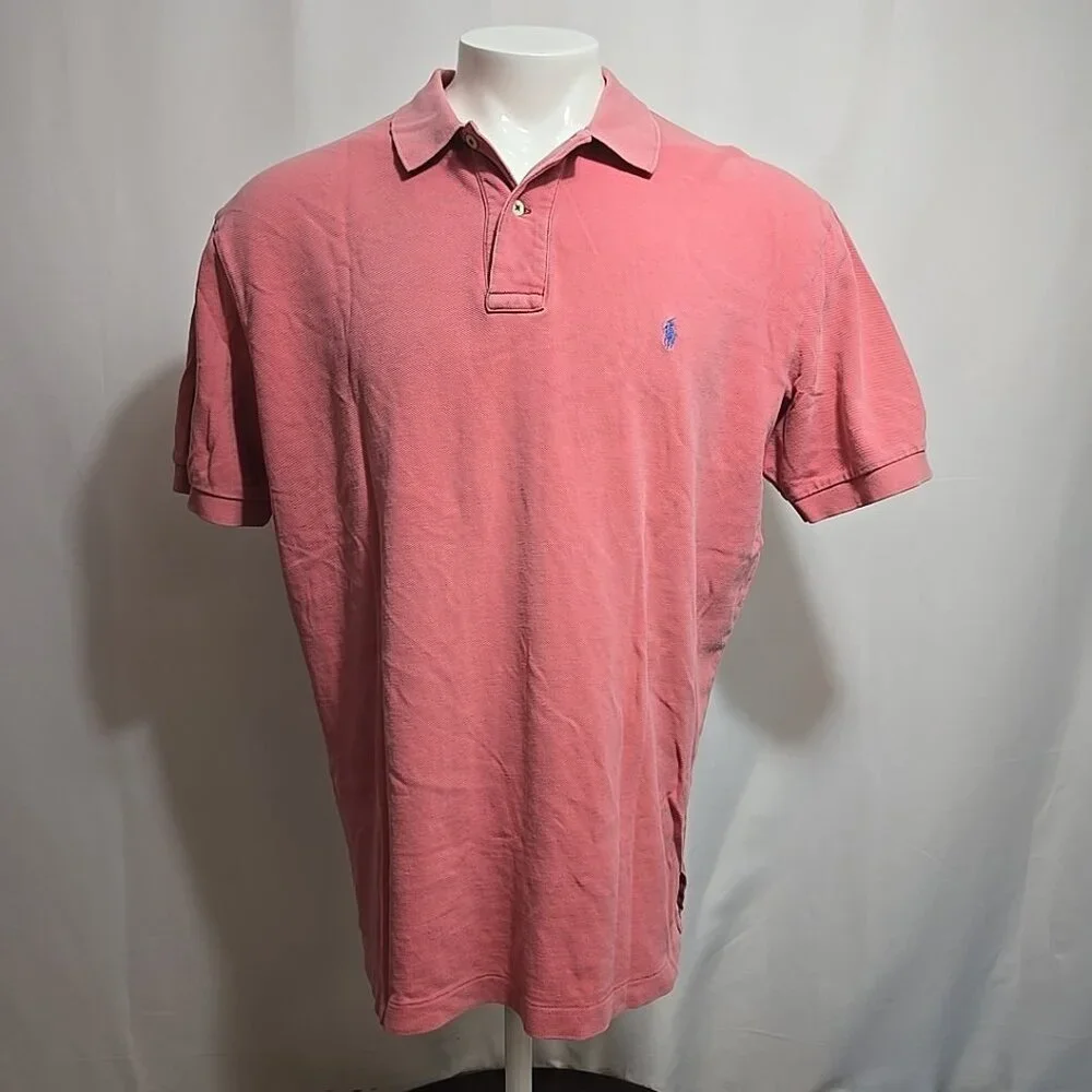 Vintage Polo Ralph Lauren Mens Shirt Size XL Watermelon Pink Muscle Cuff 90s Y2K